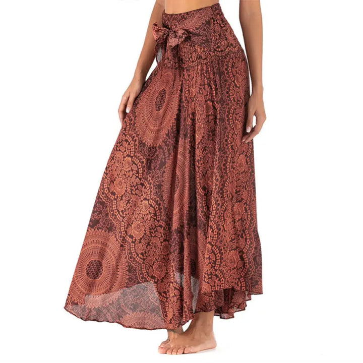 Buddha Stones Two Style Wear Boho Compass Rose Flower Skirt Dress - DarkSalmon / US4-12，UK/AU8-16，EU36-44 (F)