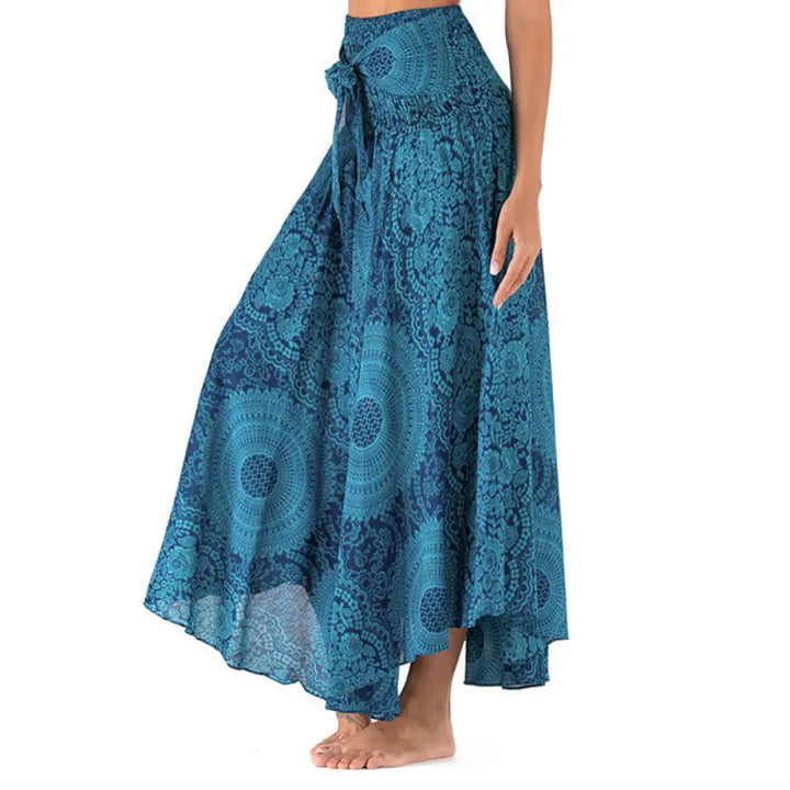 Buddha Stones Two Style Wear Boho Compass Rose Flower Skirt Dress - LightSkyBlue / US4-12，UK/AU8-16，EU36-44 (F)