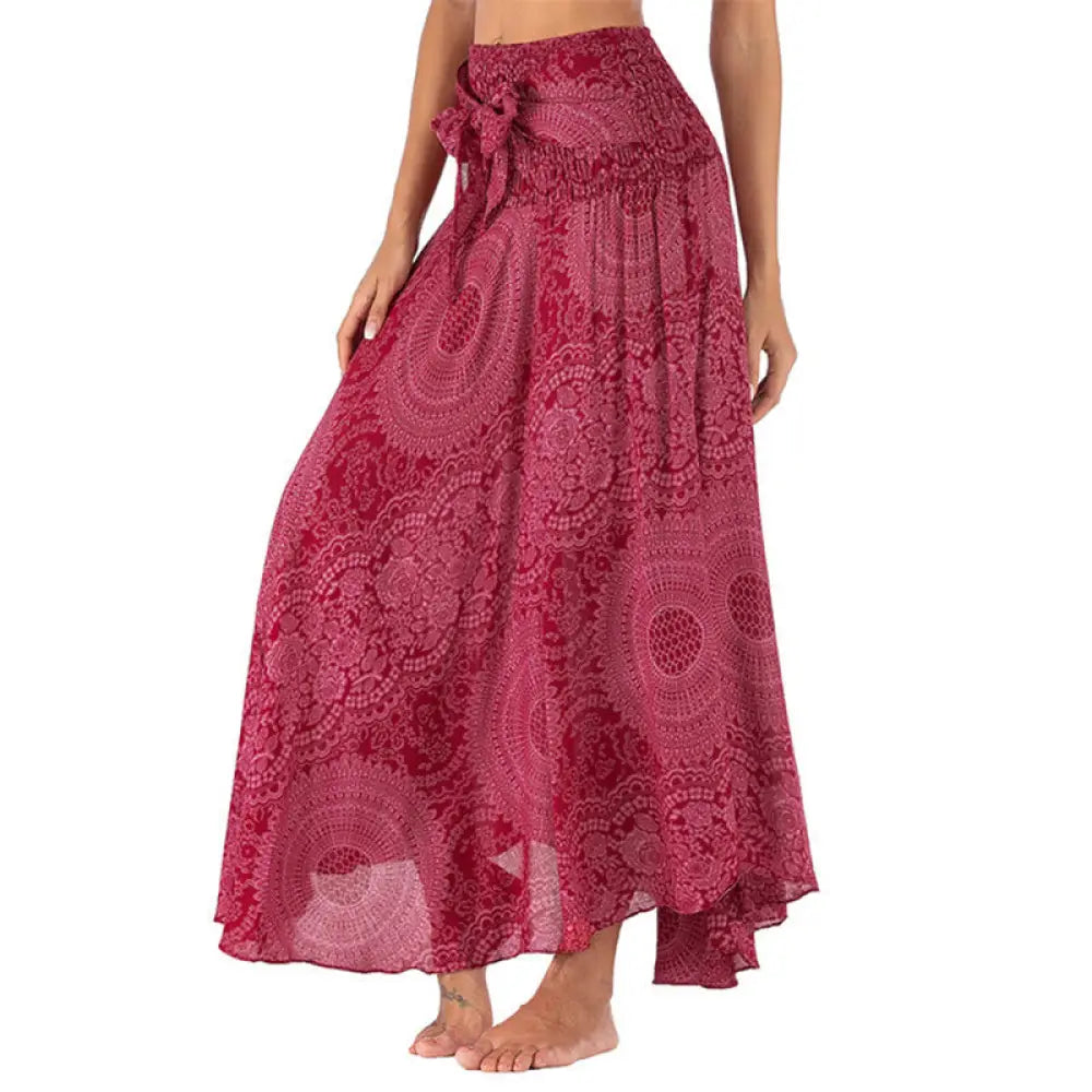 Buddha Stones Two Style Wear Boho Compass Rose Flower Skirt Dress - PaleVioletRed / US4-12，UK/AU8-16，EU36-44 (F)