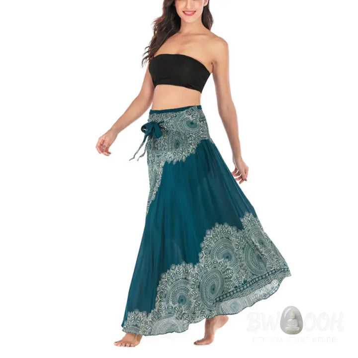 Buddha Stones Two Style Wear Boho Mandala Flower Beach Skirt Dress - Skirt&amp;Dress