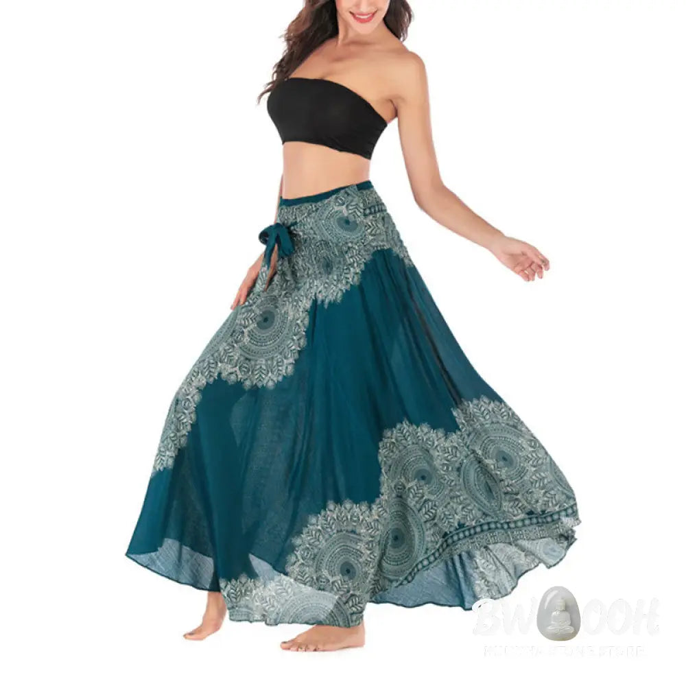Buddha Stones Two Style Wear Boho Mandala Flower Beach Skirt Dress - Skirt&amp;Dress