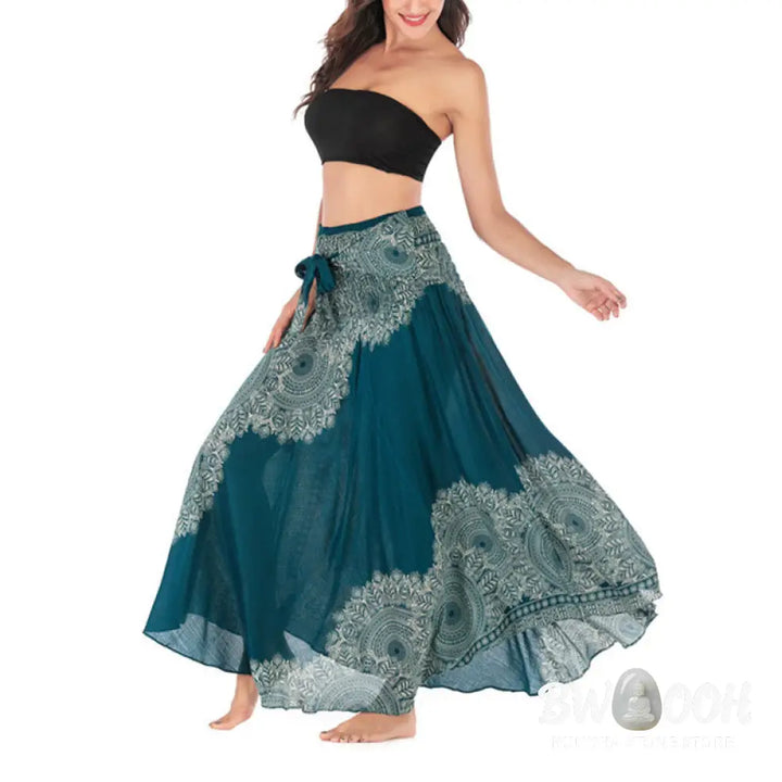 Buddha Stones Two Style Wear Boho Mandala Flower Beach Skirt Dress - Skirt&amp;Dress