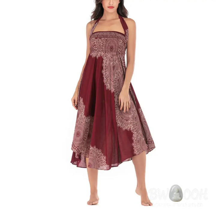 Buddha Stones Two Style Wear Boho Mandala Flower Beach Skirt Dress - Skirt&amp;Dress