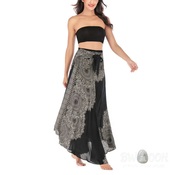 Buddha Stones Two Style Wear Boho Mandala Flower Beach Skirt Dress - Skirt&amp;Dress