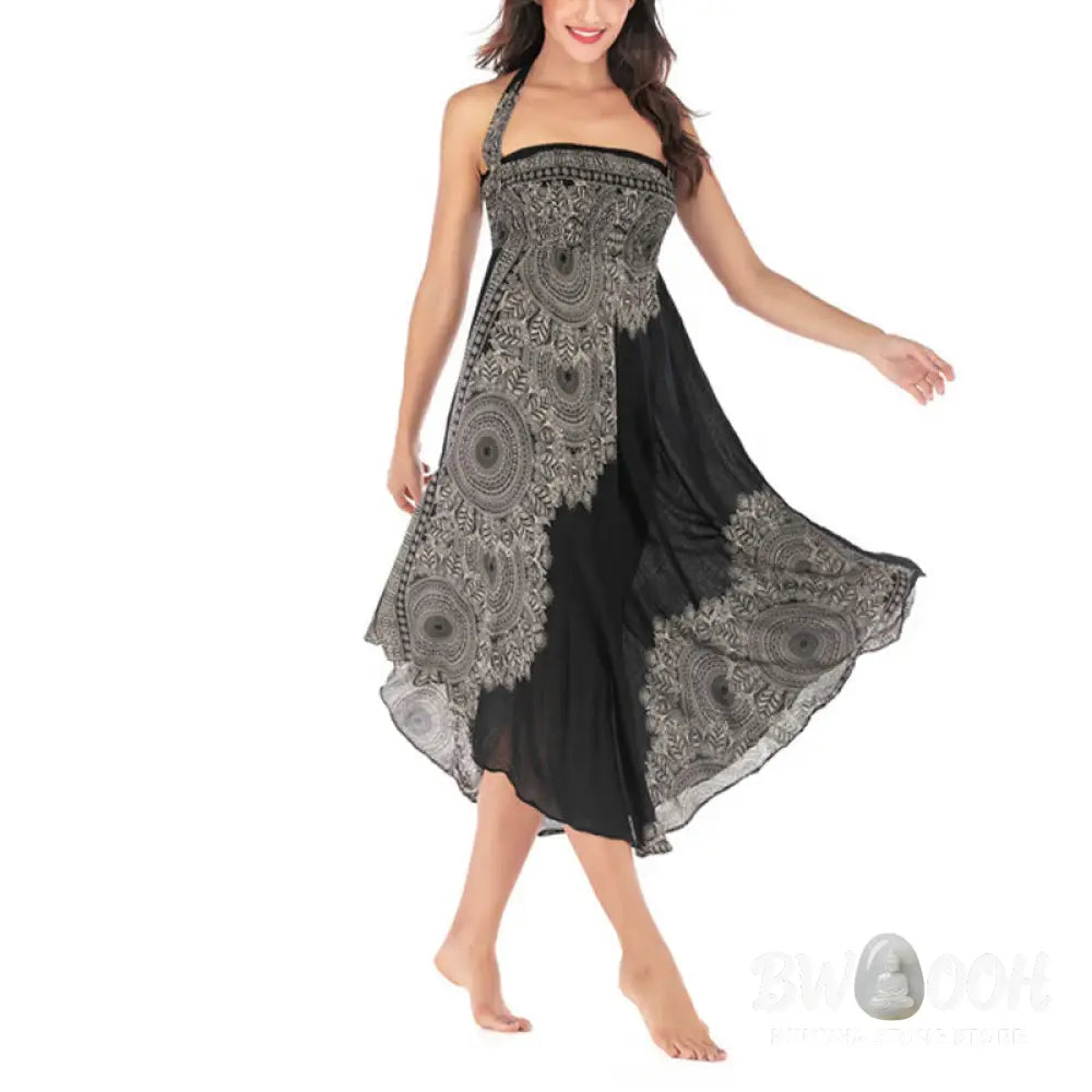 Buddha Stones Two Style Wear Boho Mandala Flower Beach Skirt Dress - Skirt&amp;Dress