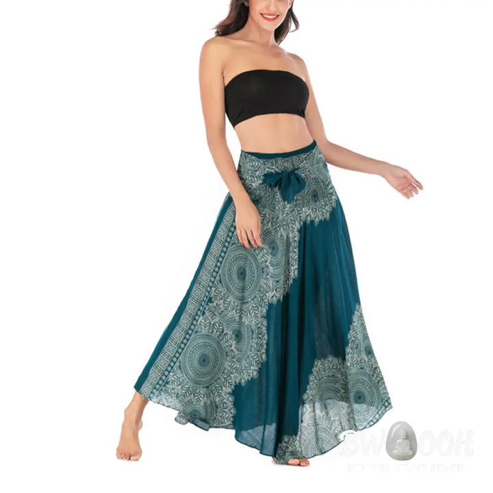 Buddha Stones Two Style Wear Boho Mandala Flower Beach Skirt Dress - Skirt&amp;Dress