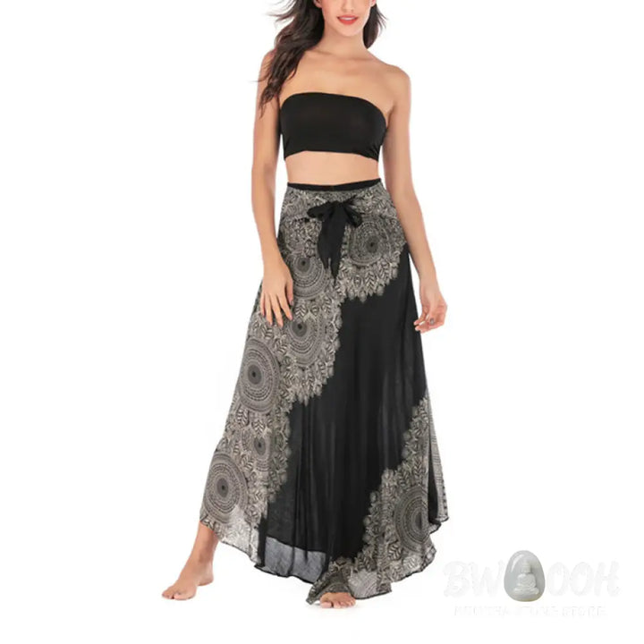 Buddha Stones Two Style Wear Boho Mandala Flower Beach Skirt Dress - Skirt&amp;Dress