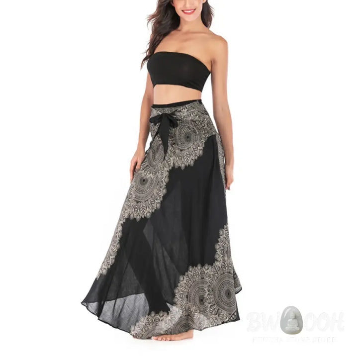 Buddha Stones Two Style Wear Boho Mandala Flower Beach Skirt Dress - Skirt&amp;Dress