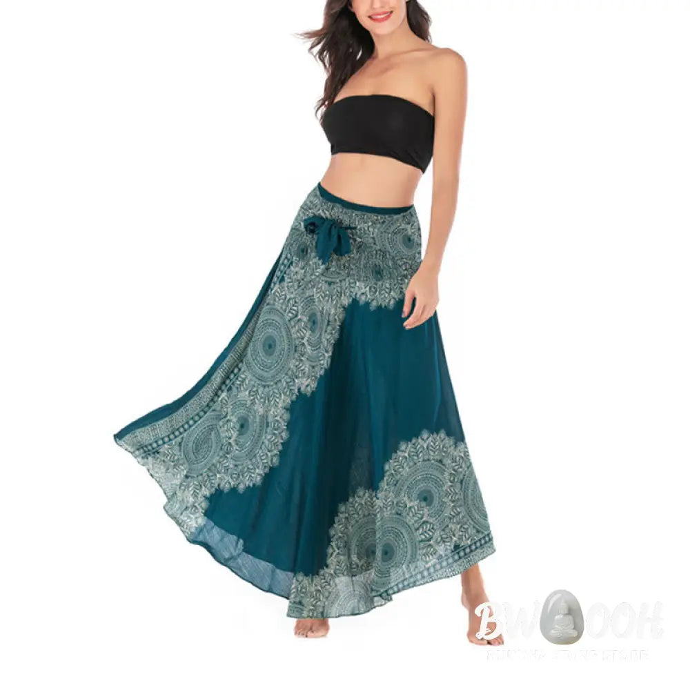 Buddha Stones Two Style Wear Boho Mandala Flower Beach Skirt Dress - Skirt&amp;Dress