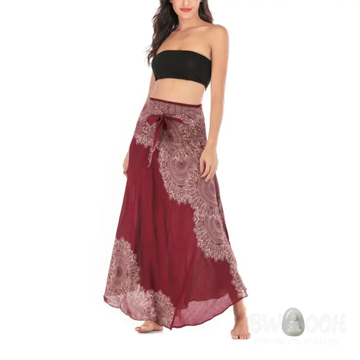 Buddha Stones Two Style Wear Boho Mandala Flower Beach Skirt Dress - Skirt&amp;Dress