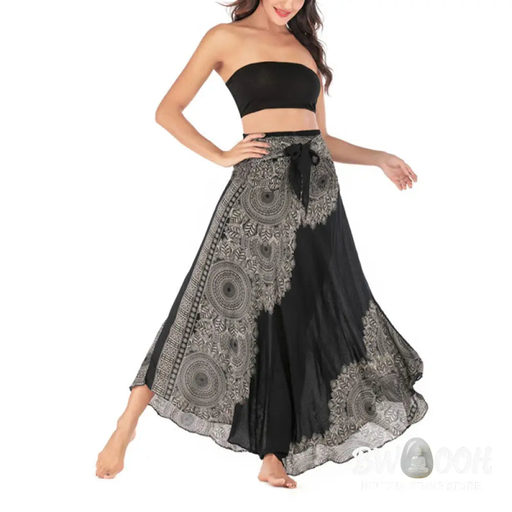 Buddha Stones Two Style Wear Boho Mandala Flower Beach Skirt Dress - Skirt&amp;Dress