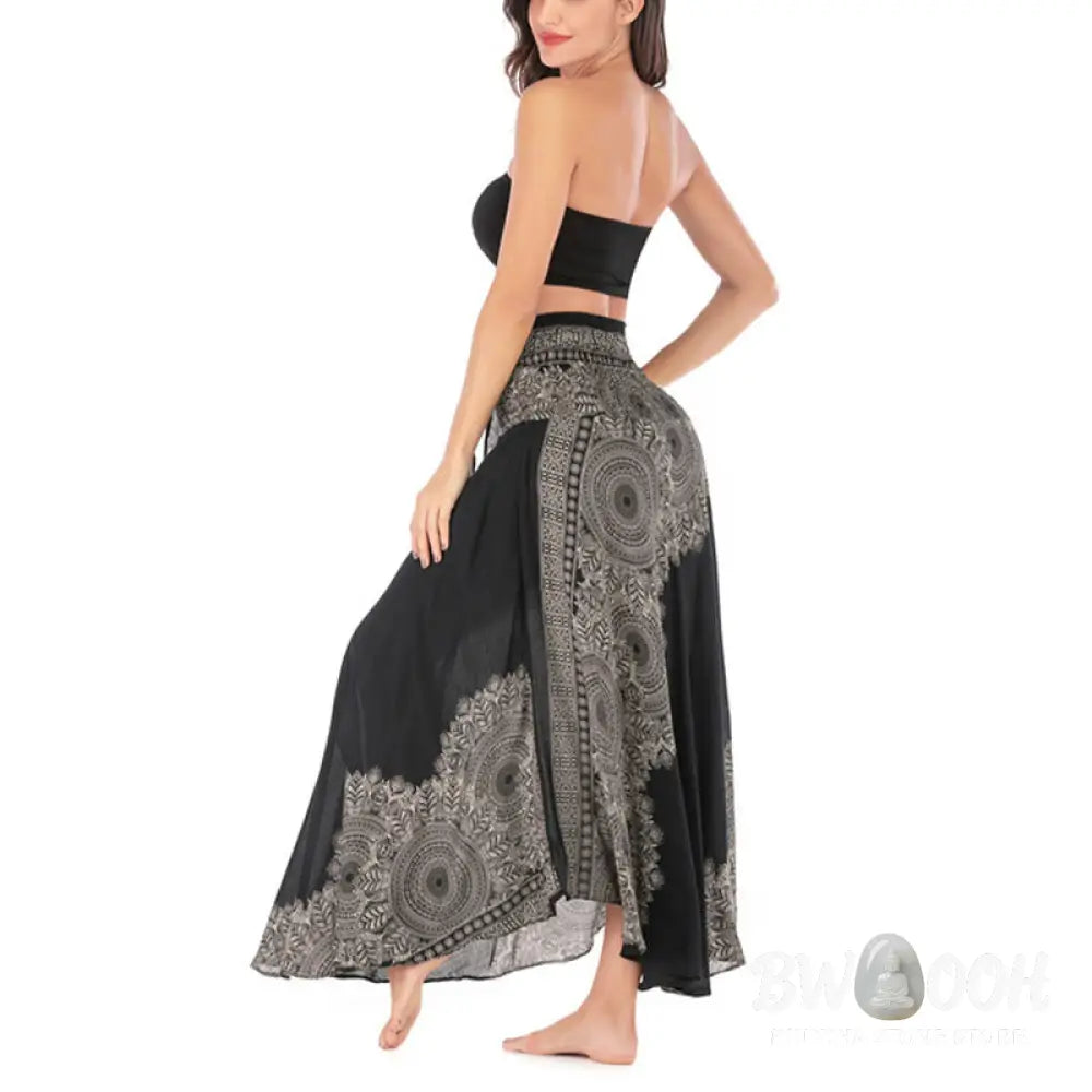 Buddha Stones Two Style Wear Boho Mandala Flower Beach Skirt Dress - Skirt&amp;Dress