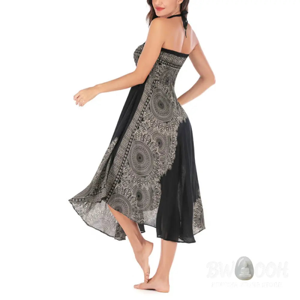 Buddha Stones Two Style Wear Boho Mandala Flower Beach Skirt Dress - Skirt&amp;Dress
