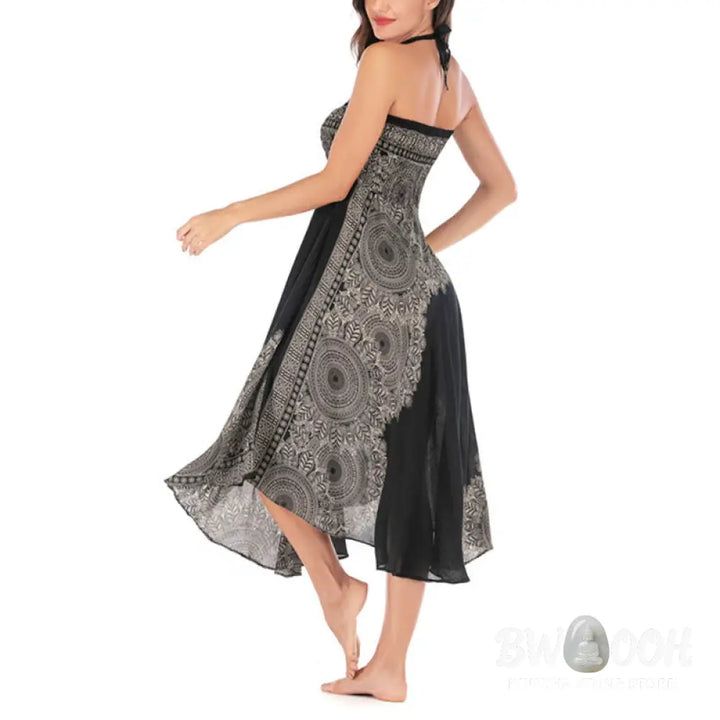 Buddha Stones Two Style Wear Boho Mandala Flower Beach Skirt Dress - Skirt&amp;Dress