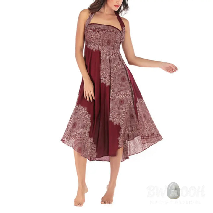 Buddha Stones Two Style Wear Boho Mandala Flower Beach Skirt Dress - Skirt&amp;Dress