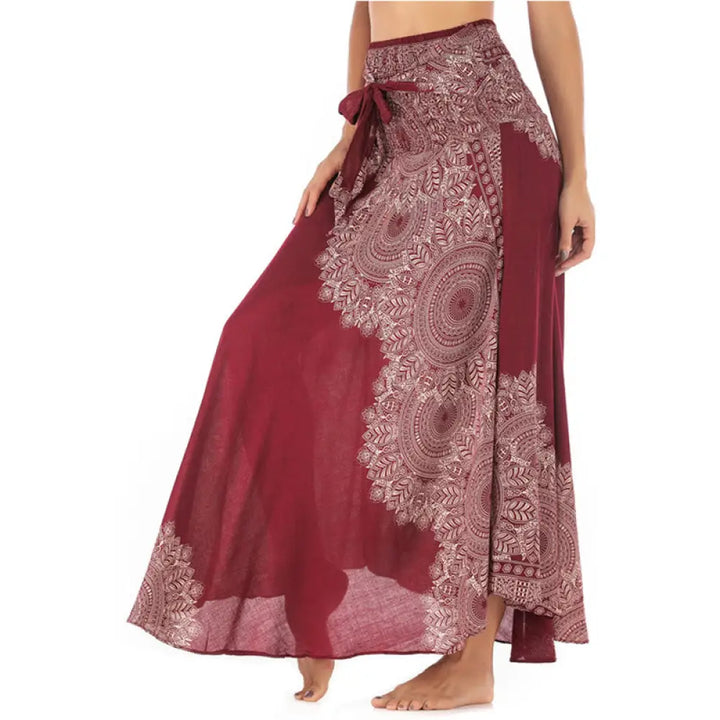 Buddha Stones Two Style Wear Boho Mandala Flower Beach Skirt Dress - Salmon / US4-12，UK/AU8-16，EU36-44 (F) - Skirt&amp;Dress