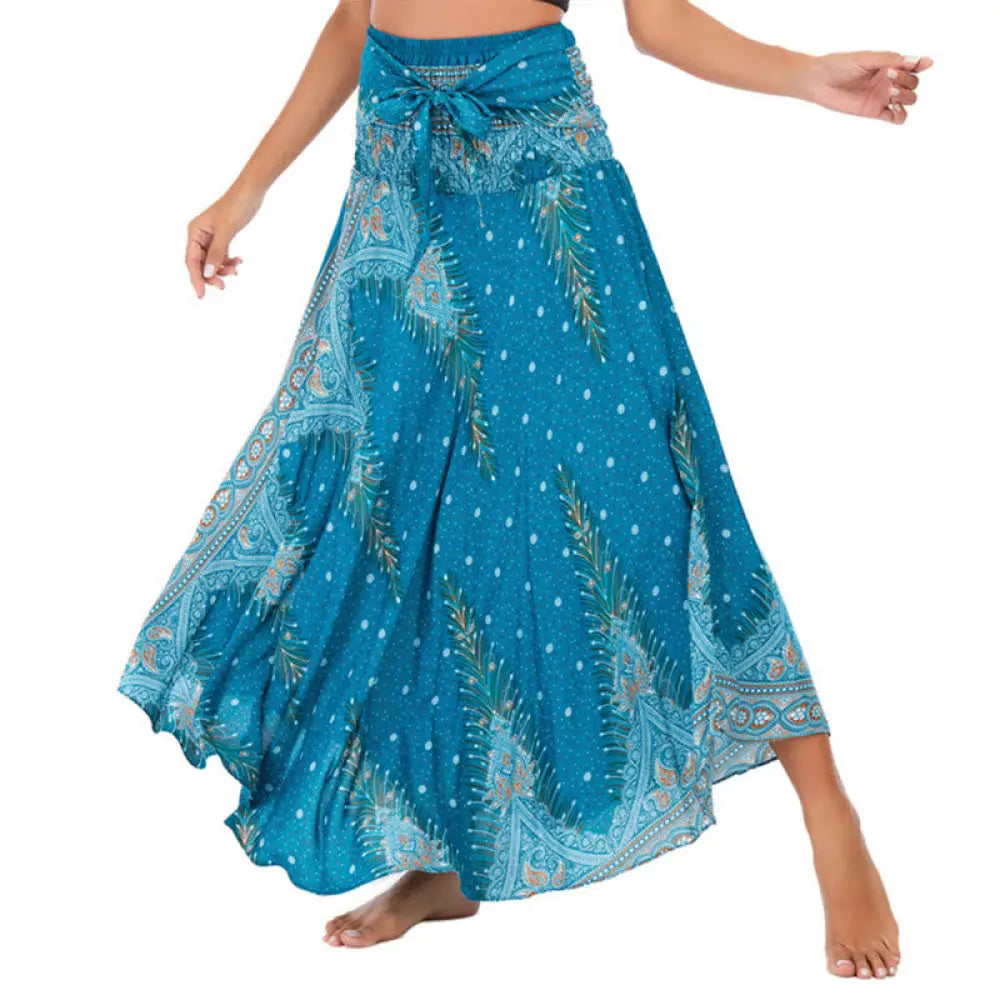BWOOOH Two Style Wear Boho Summer Peacock Feather Lace-up