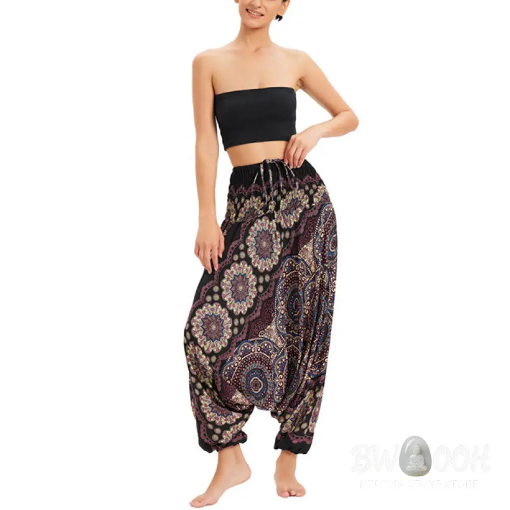 BWOOOH mandala print harem pants - Two Style Wear Mandala Flower Pattern Lo