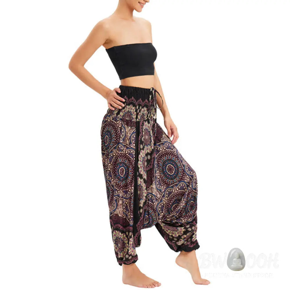 BWOOOH mandala print harem pants - Two Style Wear Mandala Flower Pattern Lo