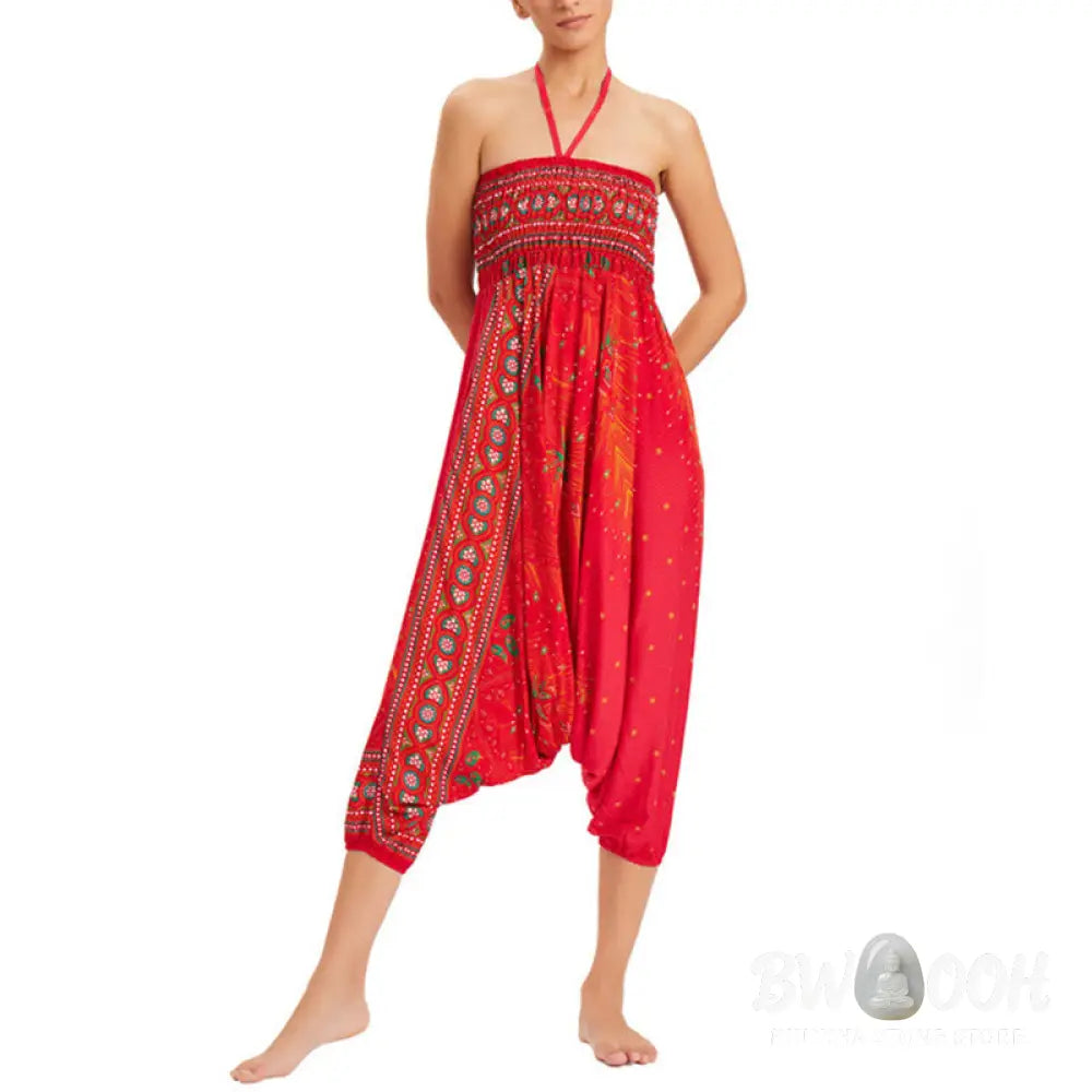 BWOOOH peacock print harem pants - Two Style Wear Peacock Feather Loose Smo