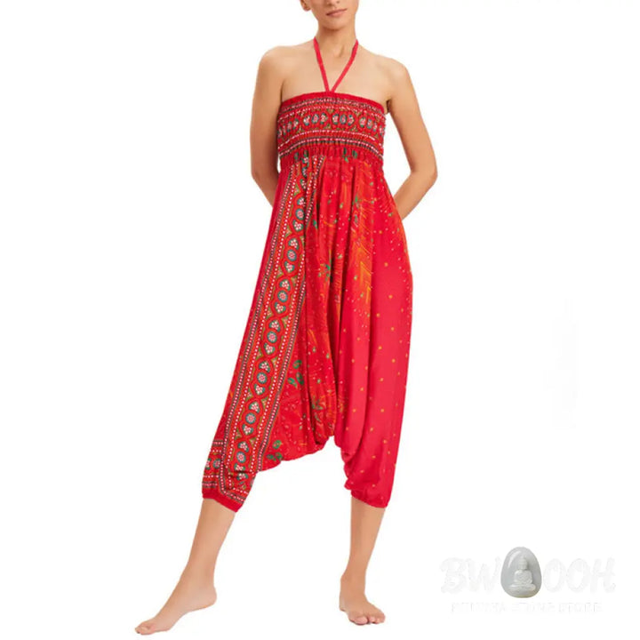 BWOOOH peacock print harem pants - Two Style Wear Peacock Feather Loose Smo