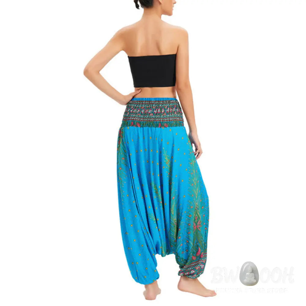 BWOOOH peacock print harem pants - Two Style Wear Peacock Feather Loose Smo