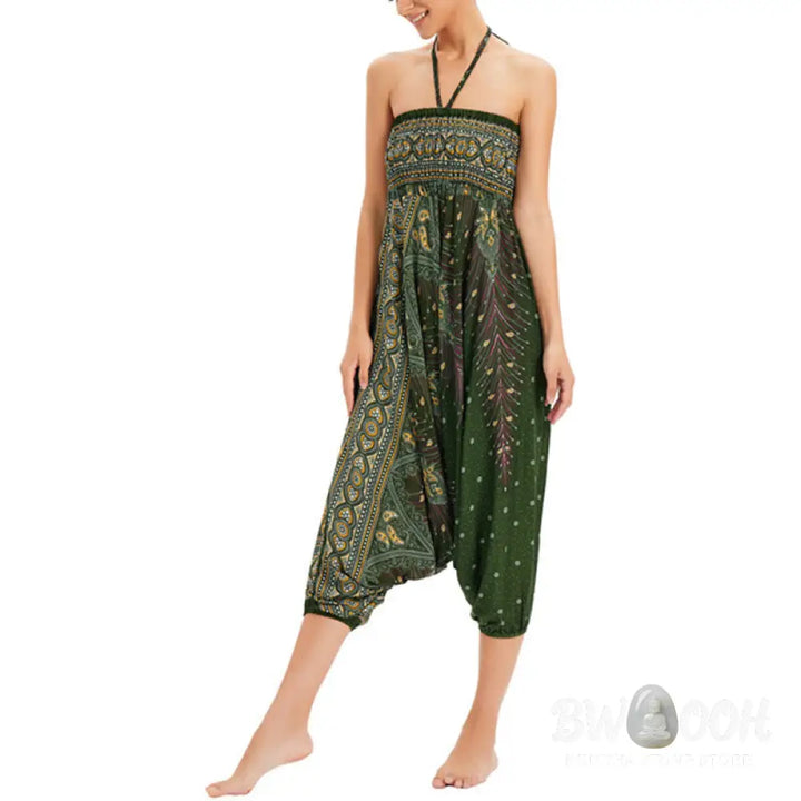 BWOOOH peacock print harem pants - Two Style Wear Peacock Feather Loose Smo