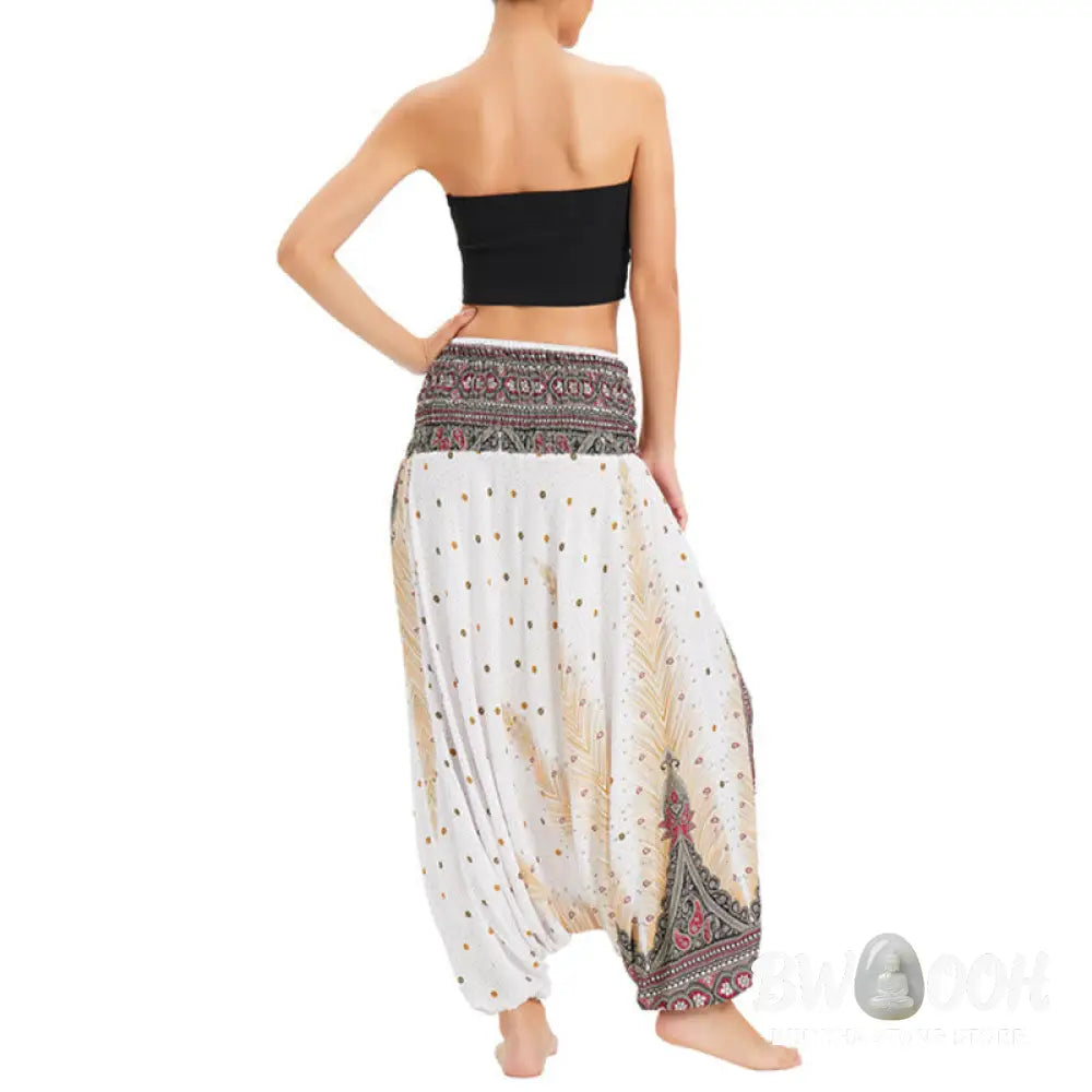 BWOOOH peacock print harem pants - Two Style Wear Peacock Feather Loose Smo