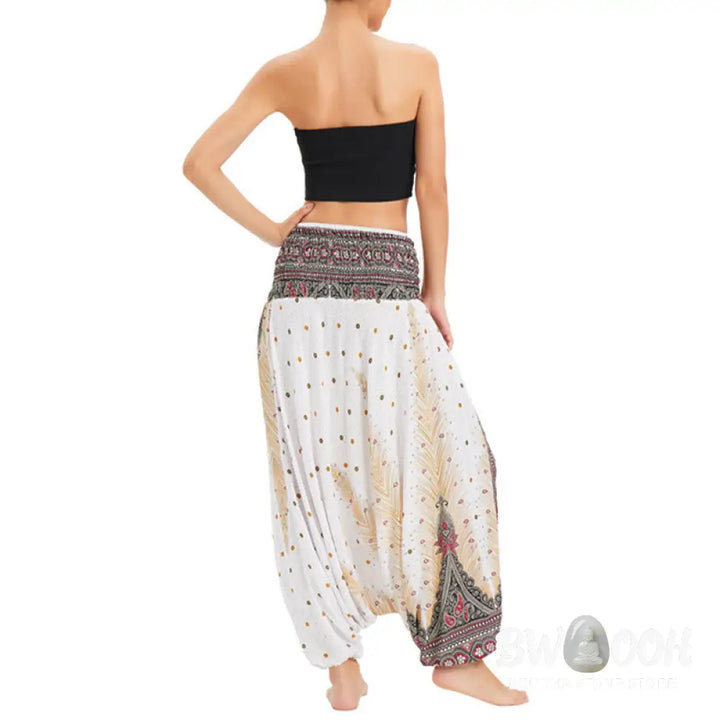 BWOOOH peacock print harem pants - Two Style Wear Peacock Feather Loose Smo