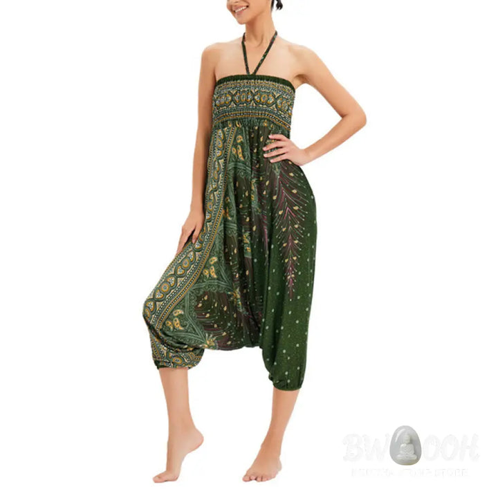 BWOOOH peacock print harem pants - Two Style Wear Peacock Feather Loose Smo