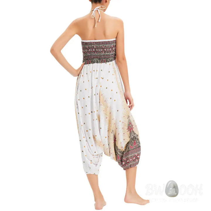 BWOOOH peacock print harem pants - Two Style Wear Peacock Feather Loose Smo