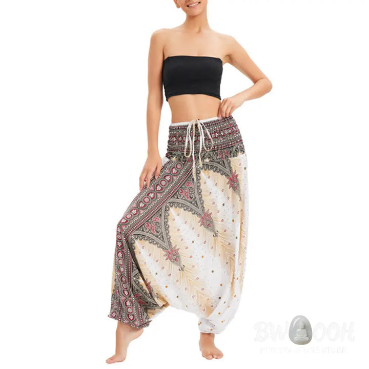 BWOOOH peacock print harem pants - Two Style Wear Peacock Feather Loose Smo
