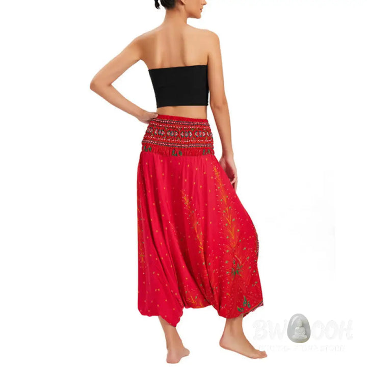 BWOOOH peacock print harem pants - Two Style Wear Peacock Feather Loose Smo