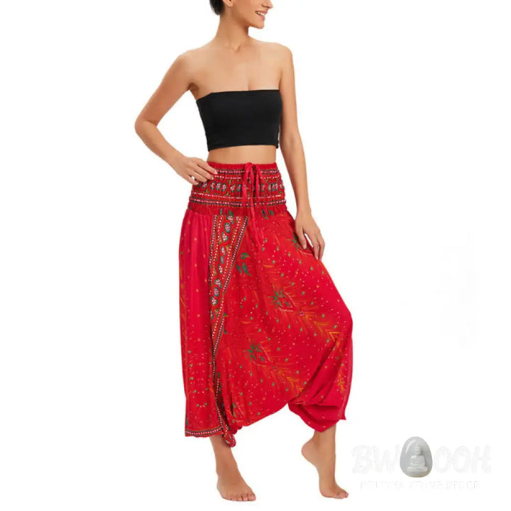 BWOOOH peacock print harem pants - Two Style Wear Peacock Feather Loose Smo