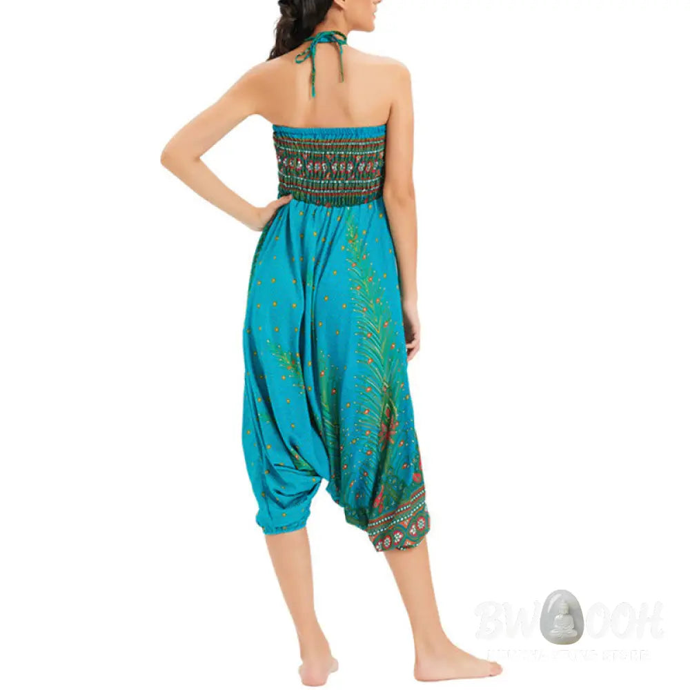 BWOOOH peacock print harem pants - Two Style Wear Peacock Feather Loose Smo