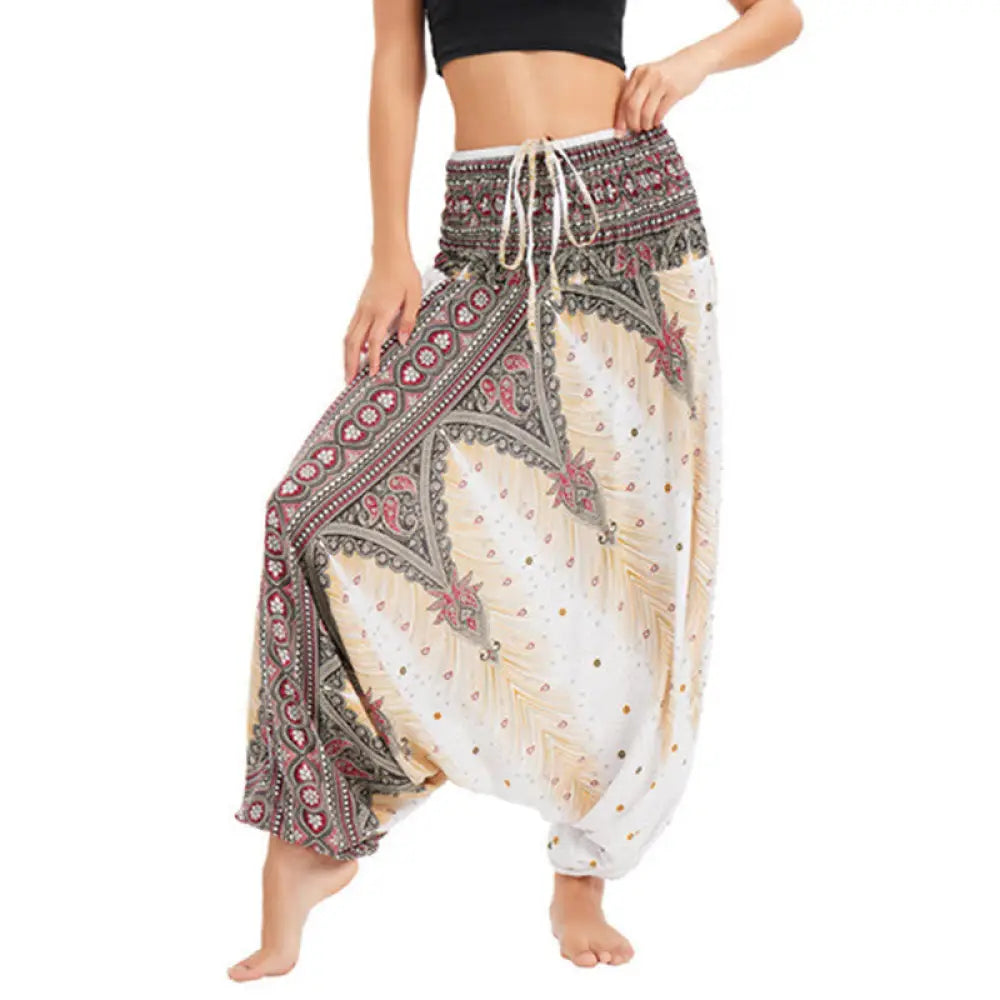 BWOOOH peacock print harem pants - Two Style Wear Peacock Feather Loose Smo