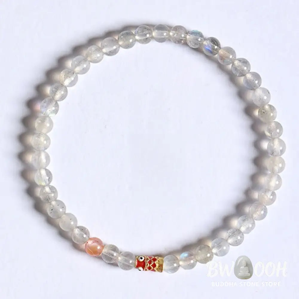 Buddha Stones Ultra-Thin Moonstone Koi Fish Healing Bracelet - BWOOOH - Moonstone (Wrist Circumference: