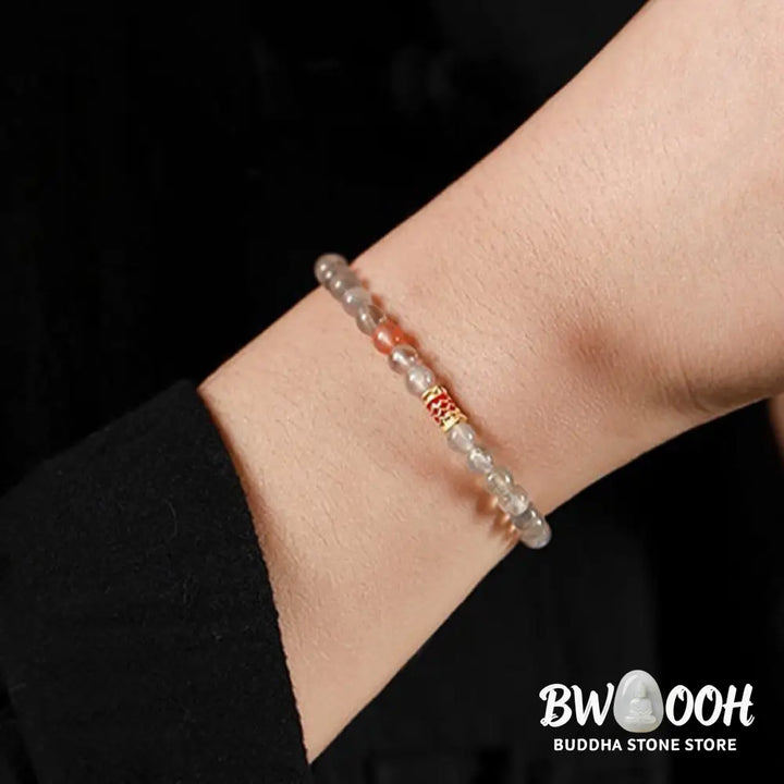 Buddha Stones Ultra-Thin Moonstone Koi Fish Healing Bracelet - BWOOOH - Moonstone (Wrist Circumference: