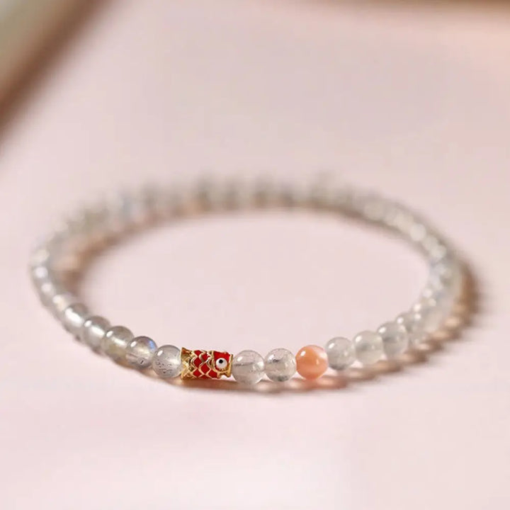 BWOOOH Ultra-Thin Moonstone Koi Fish Healing Bracelet — Moonstone crystal healing bracelet for spiritual healing and mindf...