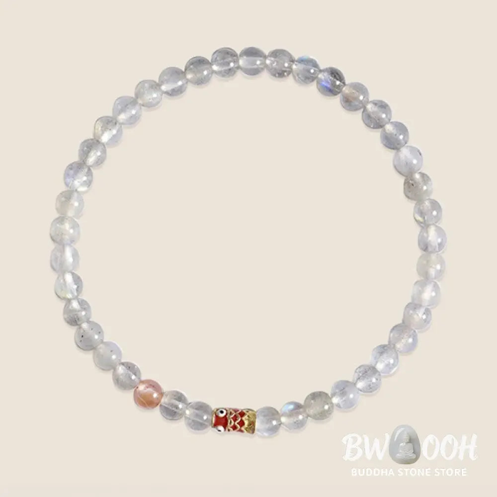 Buddha Stones Ultra-Thin Moonstone Koi Fish Healing Bracelet - BWOOOH - Moonstone (Wrist Circumference: