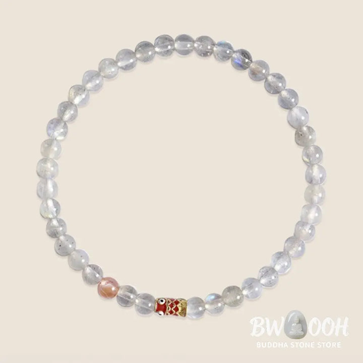 Buddha Stones Ultra-Thin Moonstone Koi Fish Healing Bracelet - BWOOOH - Moonstone (Wrist Circumference: