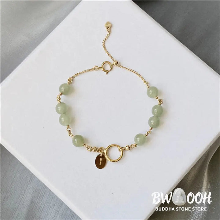 Buddha Stones Unique Natural Hetian Jade 14K Gold filled Luck Beaded Bracelet - Hetian Jade (Prosperity ♥ Abundance)