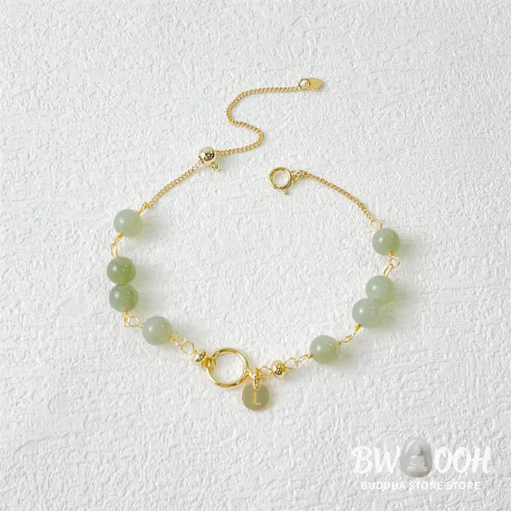 Buddha Stones Unique Natural Hetian Jade 14K Gold filled Luck Beaded Bracelet - Hetian Jade (Prosperity ♥ Abundance)