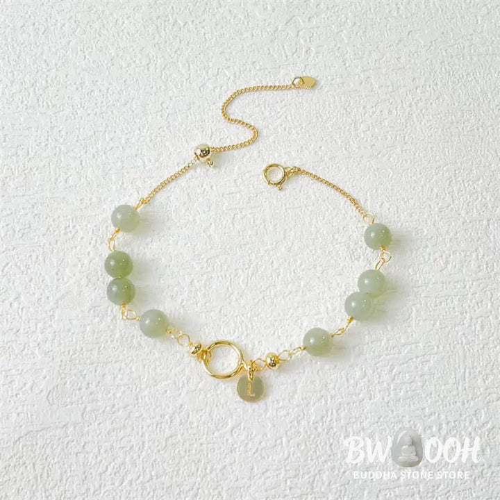 Buddha Stones Unique Natural Hetian Jade 14K Gold filled Luck Beaded Bracelet - Hetian Jade (Prosperity ♥ Abundance)