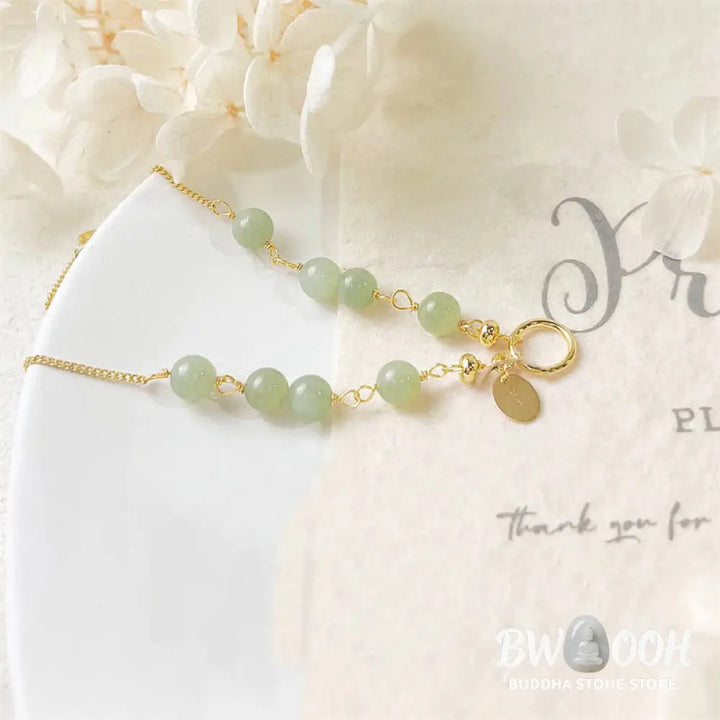 Buddha Stones Unique Natural Hetian Jade 14K Gold filled Luck Beaded Bracelet - Hetian Jade (Prosperity ♥ Abundance)