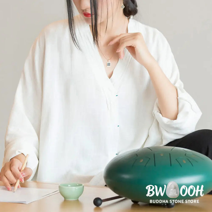 Buddha Stones V-Neck Blouse Women Shirt Long Sleeve Top Chinese Hanfu Style Clothing - Long Sleeve Shirt