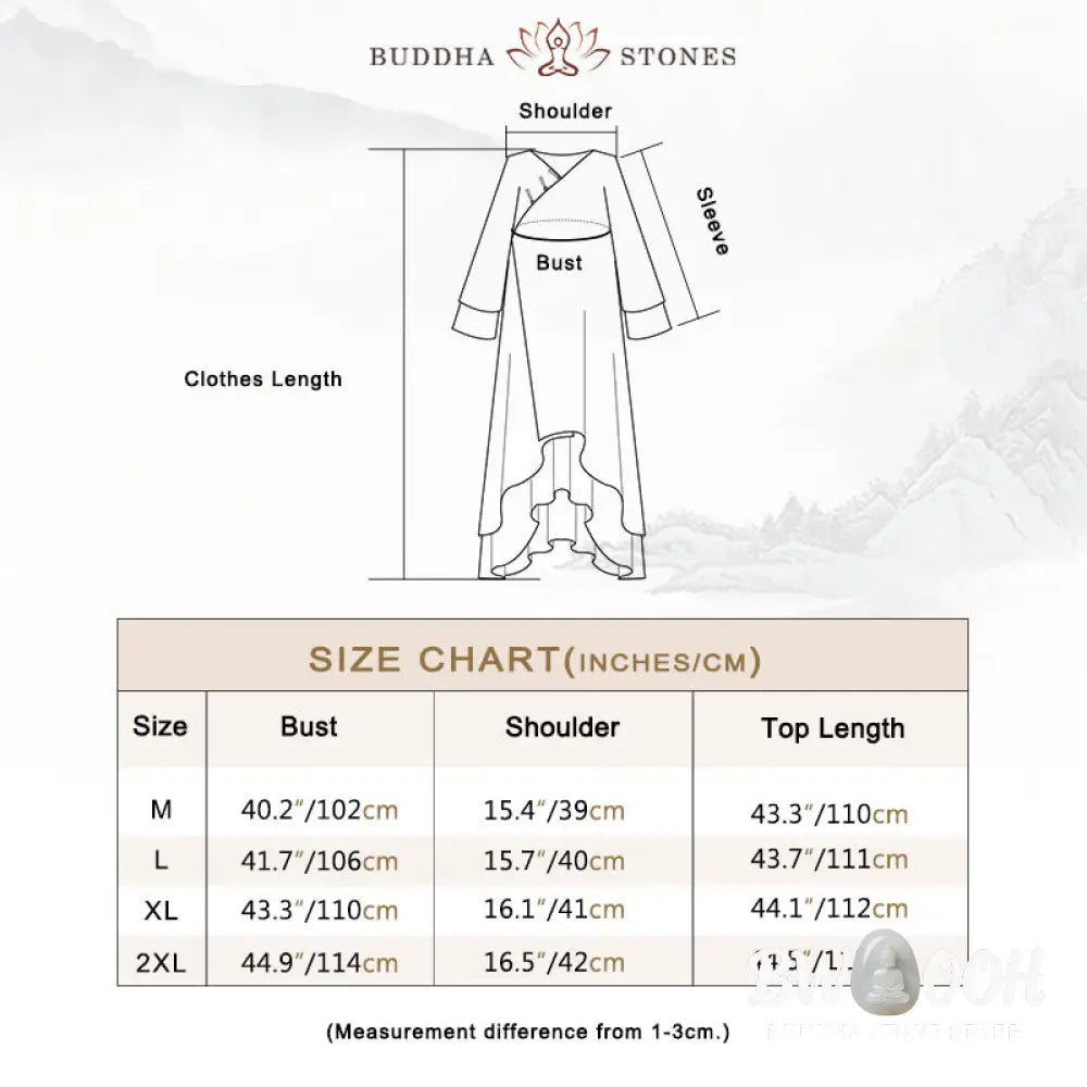 Buddha Stones V-Neck Midi Tunic Dress Wide Leg Pants Meditation Zen Practice Dance Clothing - Women’s Meditation Cloth