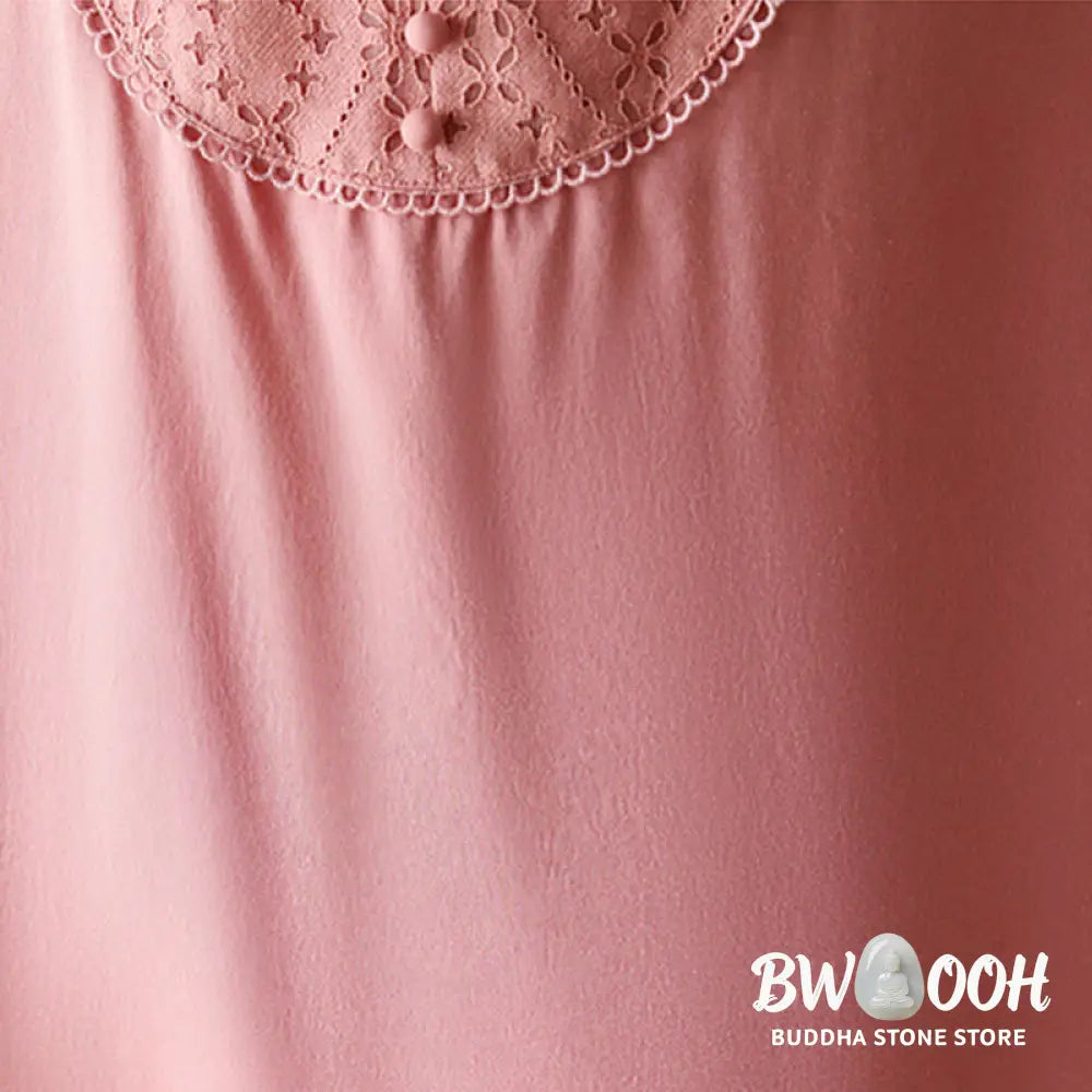 Buddha Stones V-Neck Pink Buttons Design Half Sleeve T-shirt Tee - Women’s T-Shirts