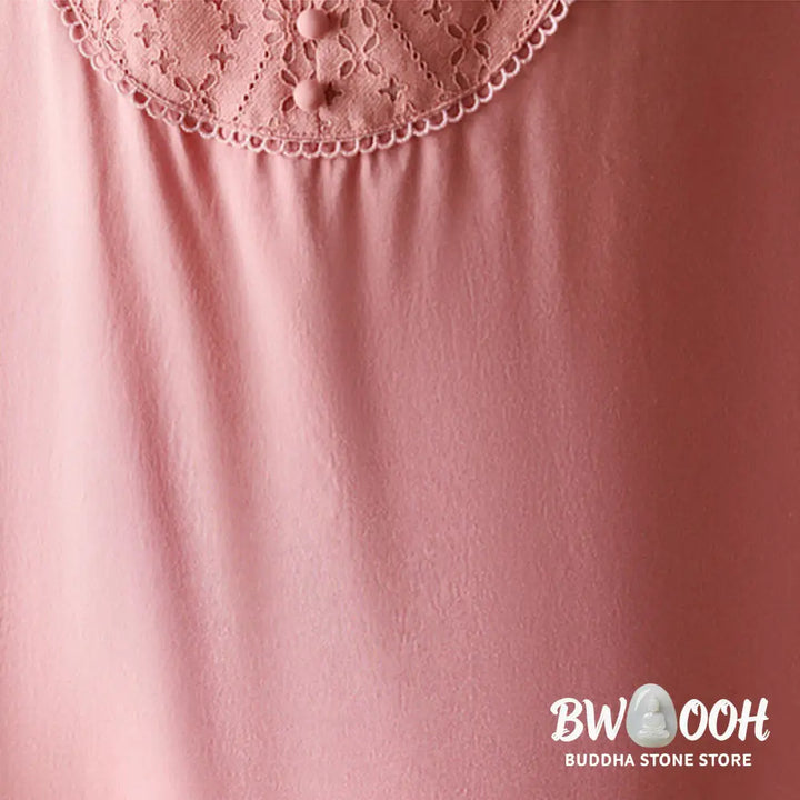Buddha Stones V-Neck Pink Buttons Design Half Sleeve T-shirt Tee - Women’s T-Shirts