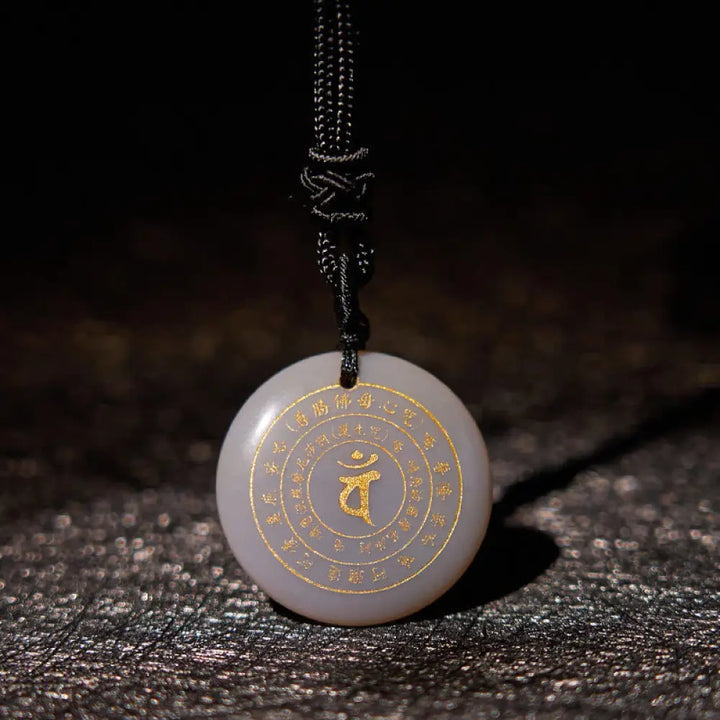 Buddha Stones Vairocana Tathagata Sanskrit Mantra Various Crystal Black Obsidian Green Aventurine Strength Necklace